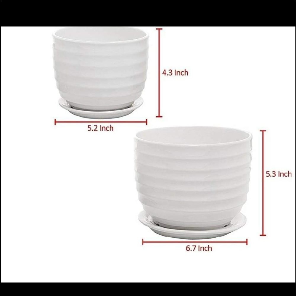 Round modern ceramic garden flowers pots/ NIB - Picture 4 of 4